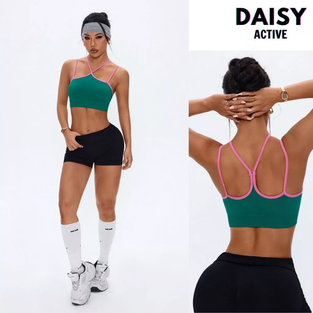 DAISY ACTIVE Áo bra thể thao nữ dây chéo Chất thun lạnh cao cấp,dây chéo trước ngực tạo điểm nhấn nổi bật
