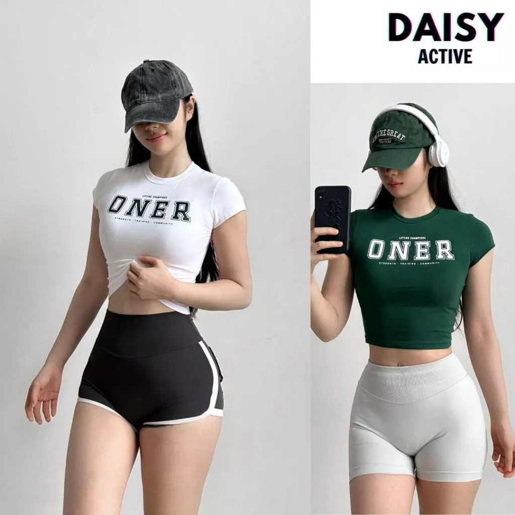 DAISY ACTIVE Áo tập Gym nữ ONER ôm dáng co giãn thoáng mát Chất thun co giãn 4 chiều, thoáng mát,thấm hút mồ hôi tốt