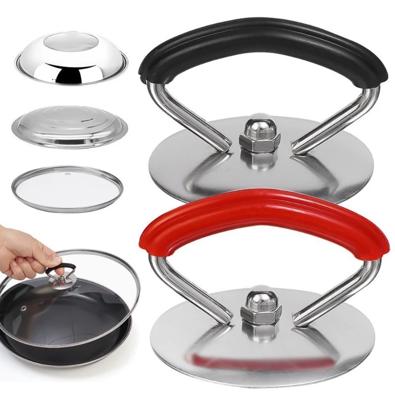 Combo 2 Núm Tay Cầm Thay Thế Silicon Inox - Tay Cầm Nắp Nồi Đa Năng Có Ốc Vít - Chịu Nhiệt, Chống Bỏng 88515