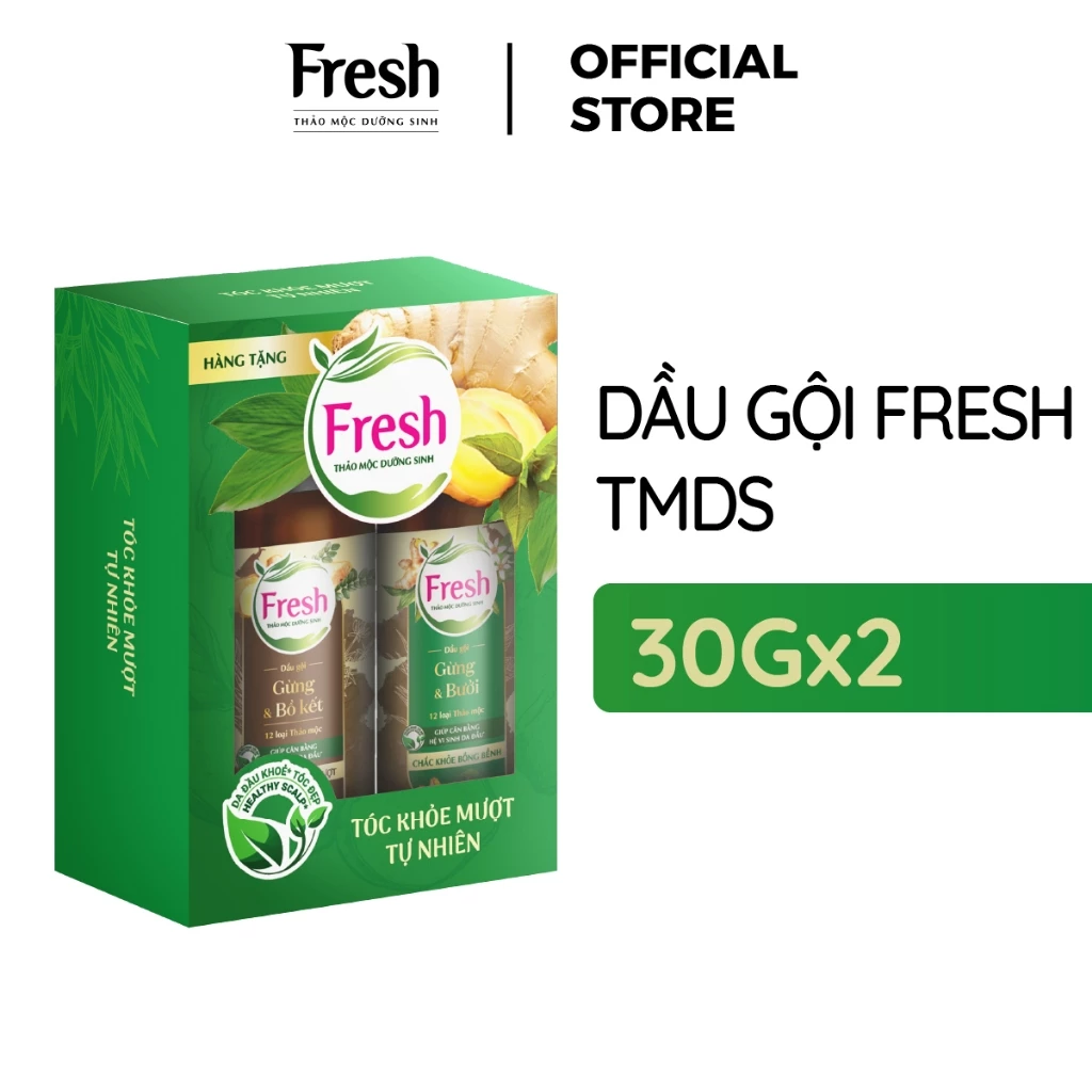 [HB GIFT] Bộ 2 Dầu gội Fresh Thảo Mộc Dưỡng Sinh 30g