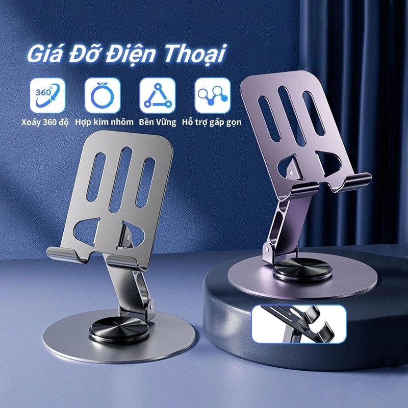 Giá Đỡ Điện Thoại Máy Tính Bảng Xoay 360 Hợp Kim Nhôm Dễ Dàng Gấp Gọn 88522
