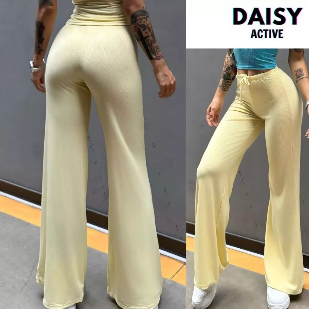 DAISY ACTIVE Quần Jogger nữ ống rộng lưng cao thun co giãn Chất liệu thun co giãn 4 chiều,mềm mịn,thoải mái khi vận động