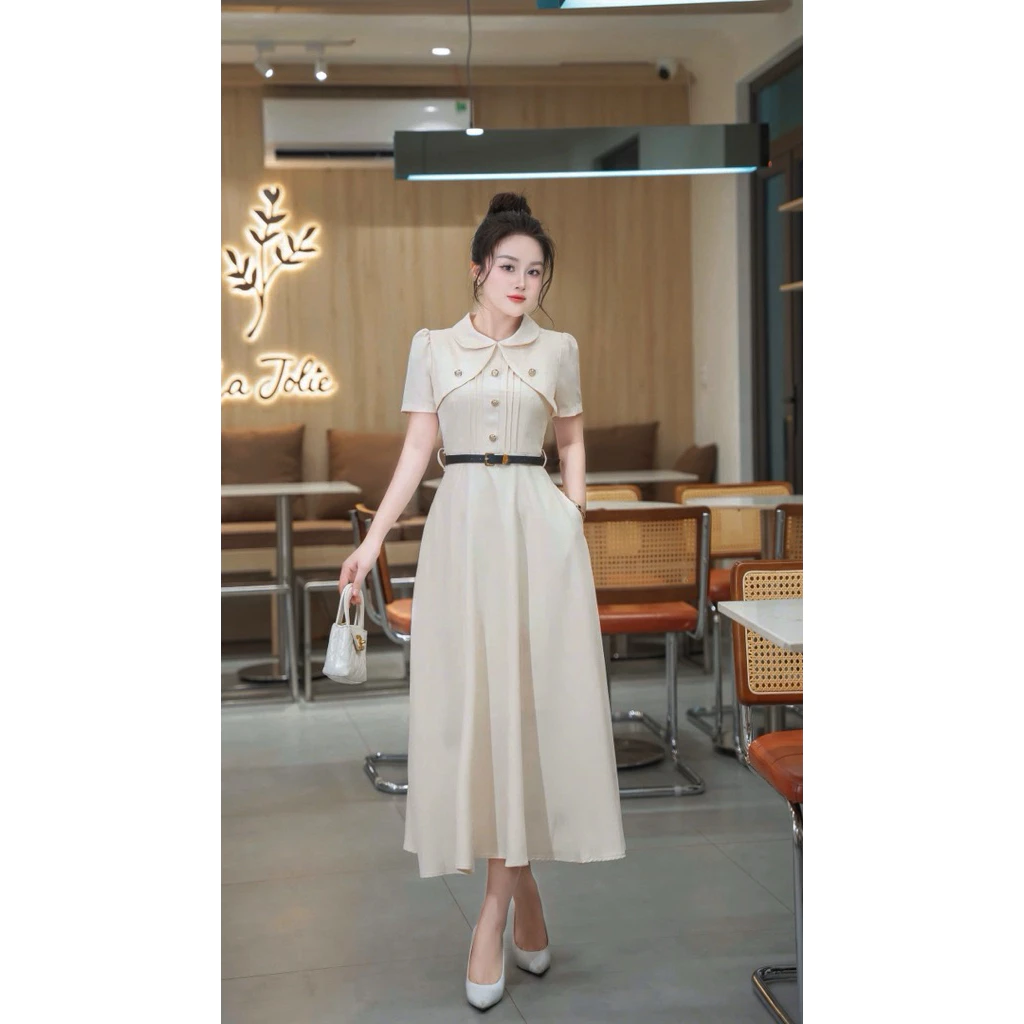 [Tặng kèm đai] Váy thiết kế 2 lớp Rosy S08 dáng dài, váy công sở thanh lịch