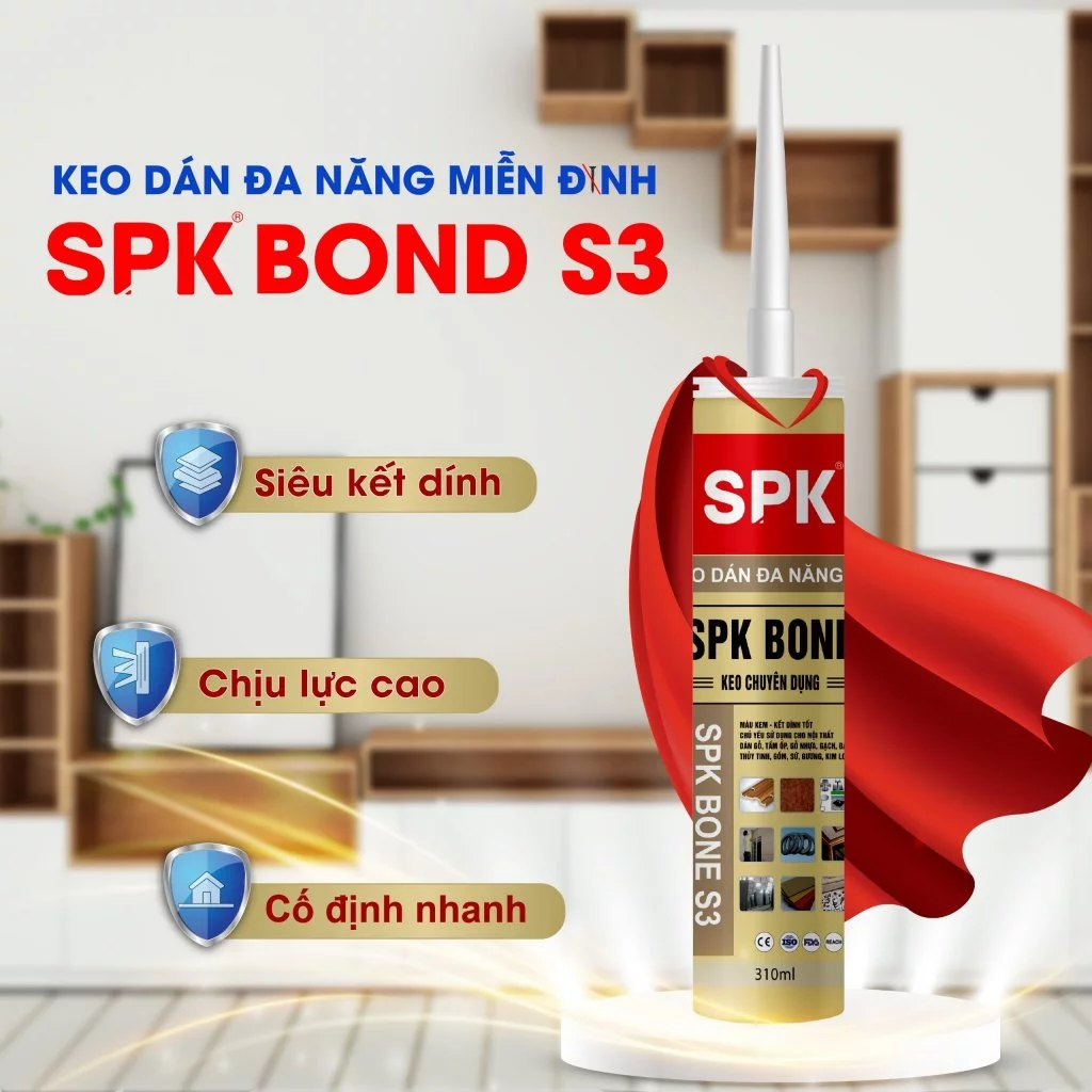 [LẺ CHAI] Keo đa năng siêu dính nội thất SPK S3 300ml, Keo dán Gỗ, Kim Loại, Nhựa ,Vải, Bê Tông,