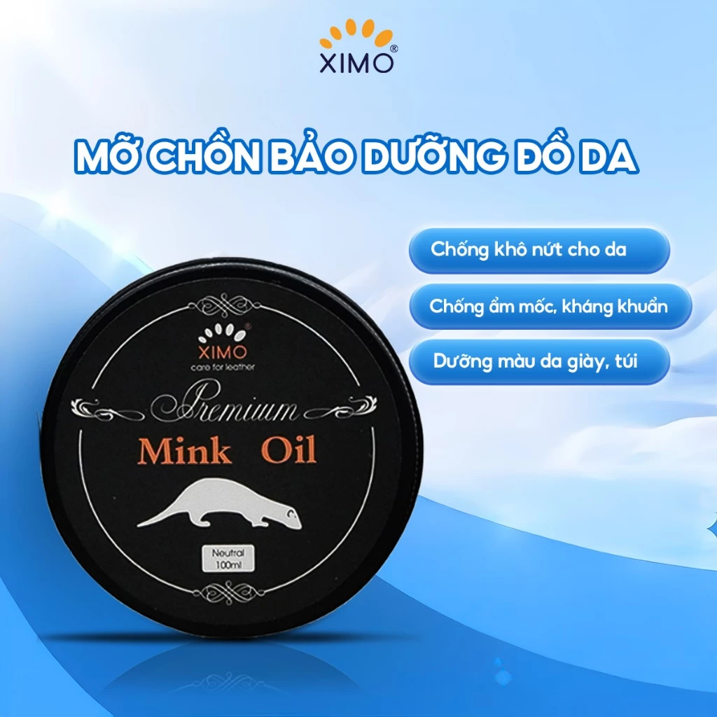 Mink oil mỡ chồn 100ml XIMO chuyên bảo dưỡng, phục hồi làm mới giày, túi ví, áo, ghế sofa da XI01