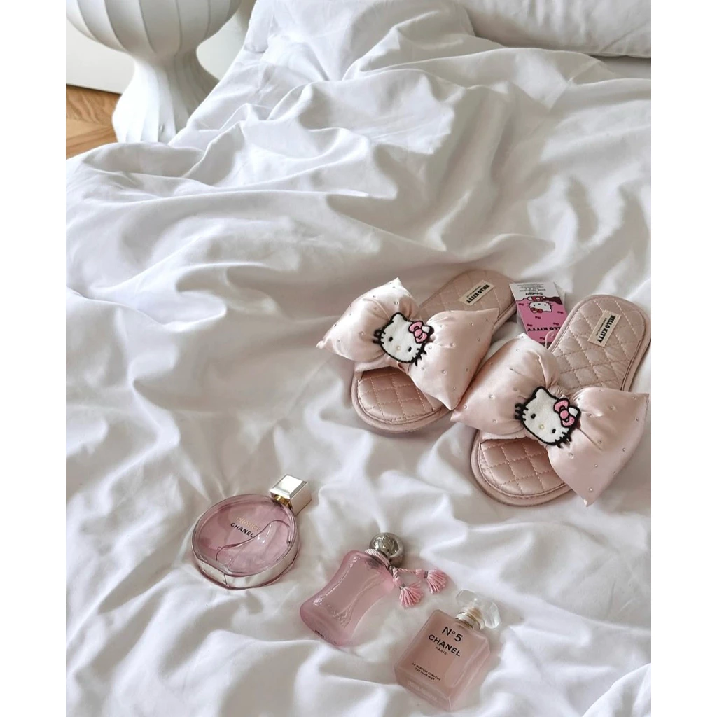 (Hỏa Tốc) - Dép Nơ Satin Hello Kitty Chính Hãng “Gukoo” chính hãng