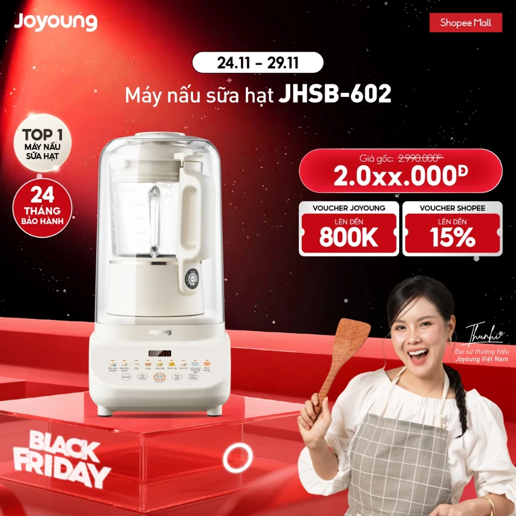 Máy nấu sữa hạt Joyoung JHSB-602 | Công suất 1000W | 12 chức năng