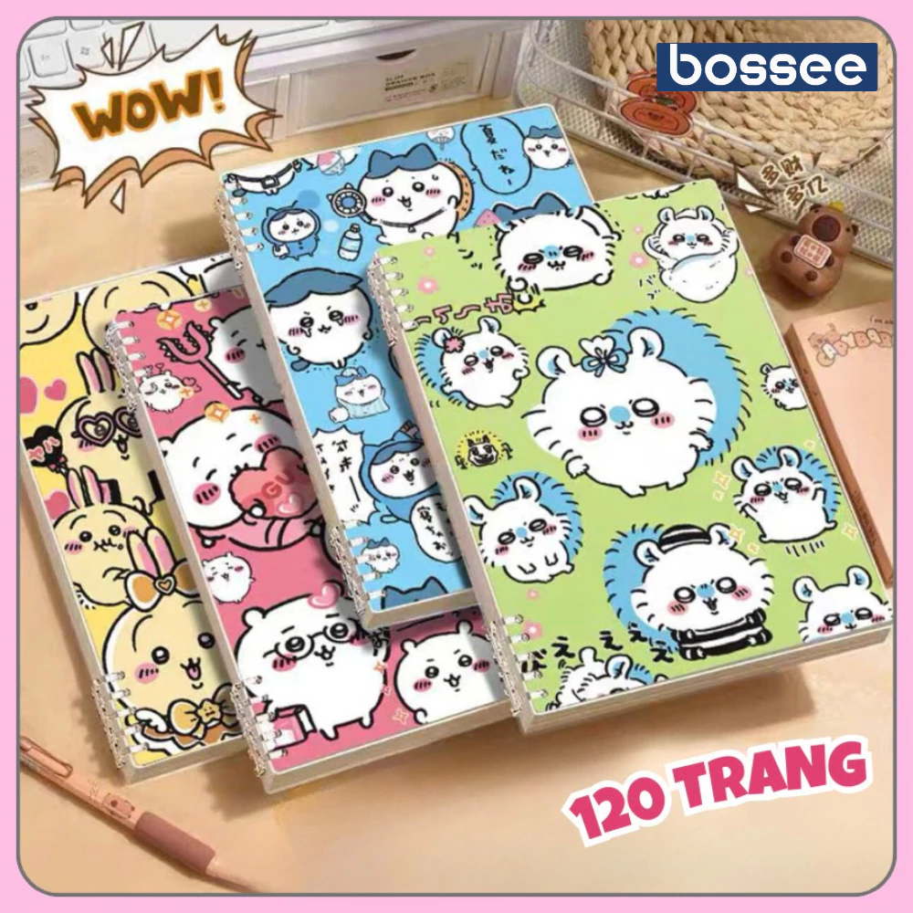 Sổ còng A5/B5 120 trang, bìa sổ còng hình Chiikawa cute - Sổ tay 10 chấu thiết kế khuyết còng không cấn tay - SIJIN
