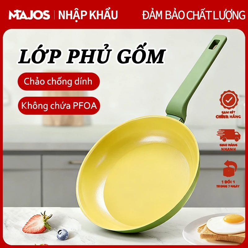 Chảo chống dính ceramic chảo phủ sứ an toàn Không Dính, Bền Bỉ, An Toàn phù hợp với mọi loại bếp size 20cm 24cm 28cm