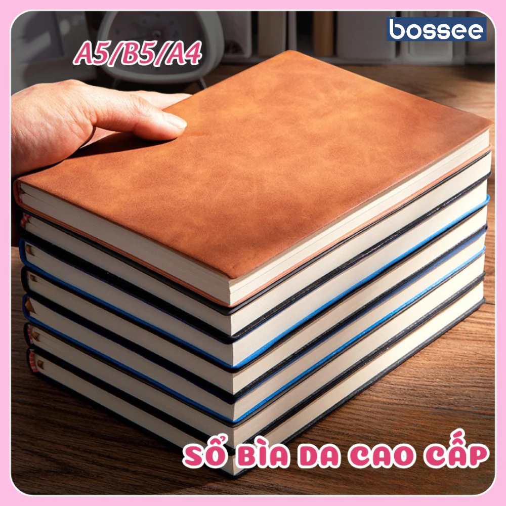 [Tặng Bút]Sổ Da Pu Cao Cấp A5/B5/A4, Sổ Ghi Chép 160/240/384 Trang Phù Hợp Làm Việc, Học Tập