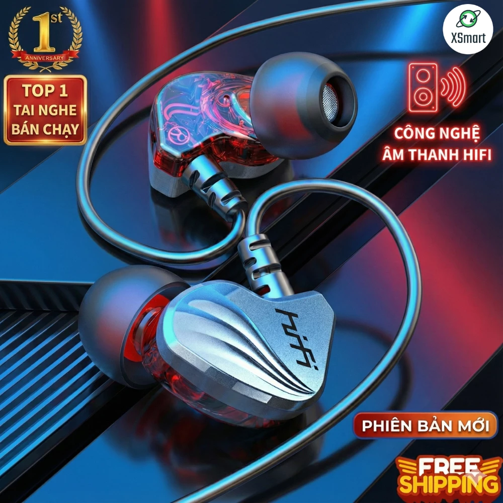 Tai Nghe Nhét Tai HiFi S2000 Pro Super Bass Chống Ồn Cực Tốt, Âm Thanh Khủng, Dây 1m2 Chơi Game