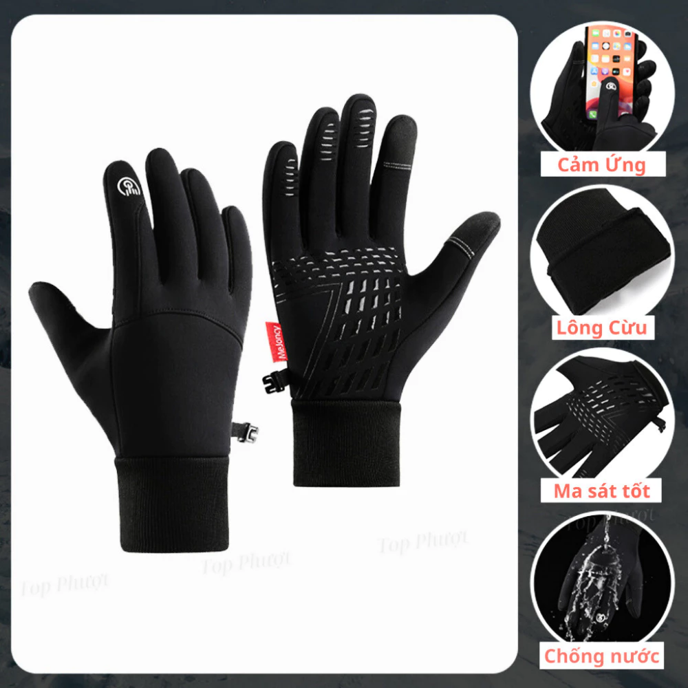 Găng tay xe máy mùa đông chống nước, giữ ấm, cảm ứng điện thoại Mejoncy