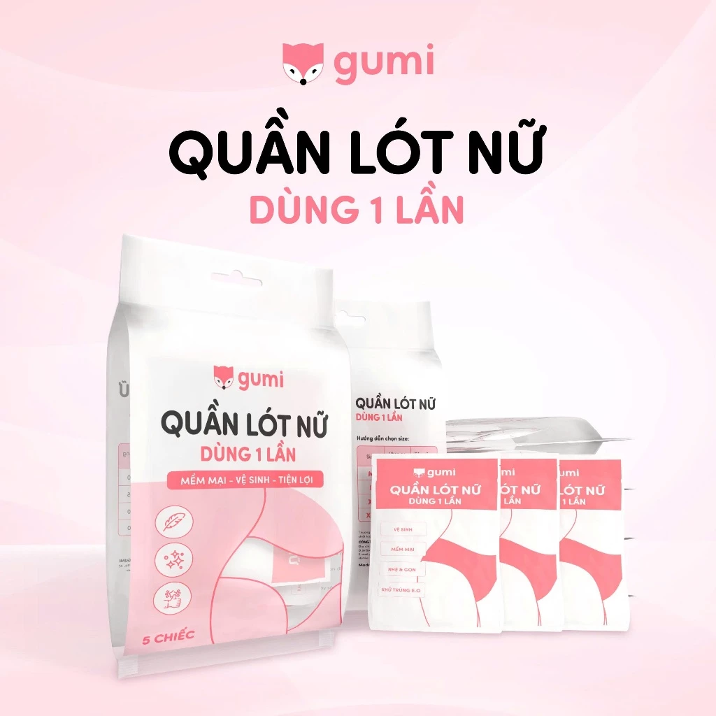 Set 5 Quần Lót Dùng Một Lần Gumi – Thoáng Mát, Vệ Sinh, Phù Hợp Cho Thai Sản & Đi Lại
