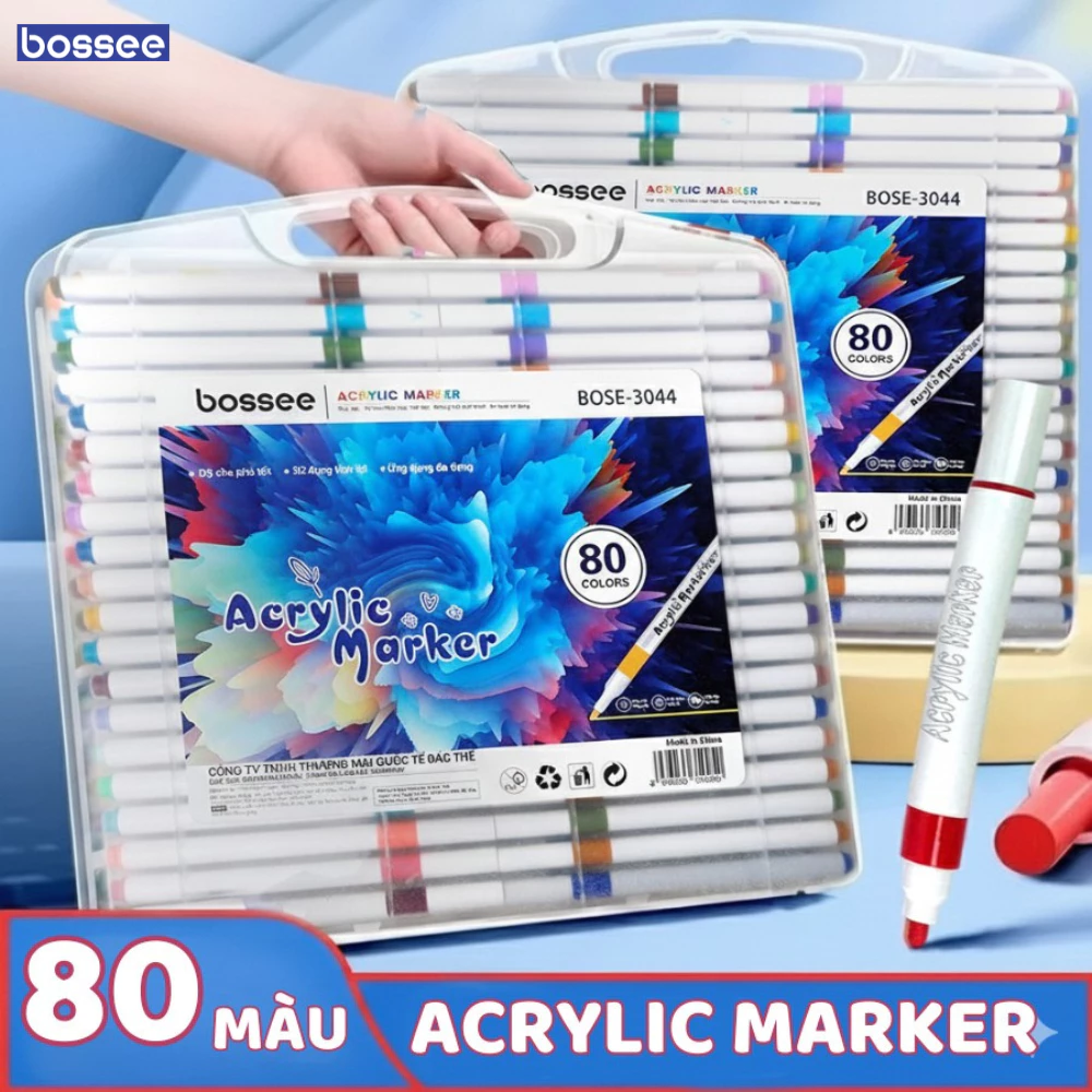 Bút Màu Acrylic Marker - Bộ 12/24/36/48/60/80 Màu Acrylic Tô Trên Mọi Chất Liệu dành cho bé tập tô