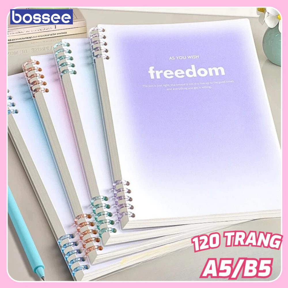 Sổ Còng Gradient Bossee A5/B5, Vở Khuyết Còng 10 Chấu,Vở Còng Nhựa Giấy Chất Lượng Cao