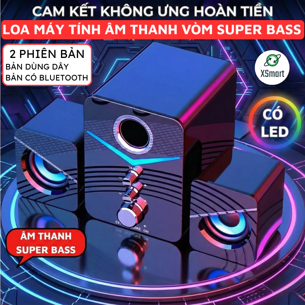 Loa vi tính để bàn MC D221 SUPER BASS Cực Đã, Có LED, Dòng Loa Máy Tính Cao Cấp Cho Captop, PC,