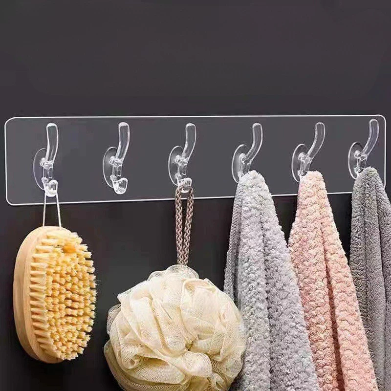 Thanh 6 Móc Dán Tường Đa Năng Siêu Dính Trong Suốt Treo Đồ, Quần Áo, Khăn 88536