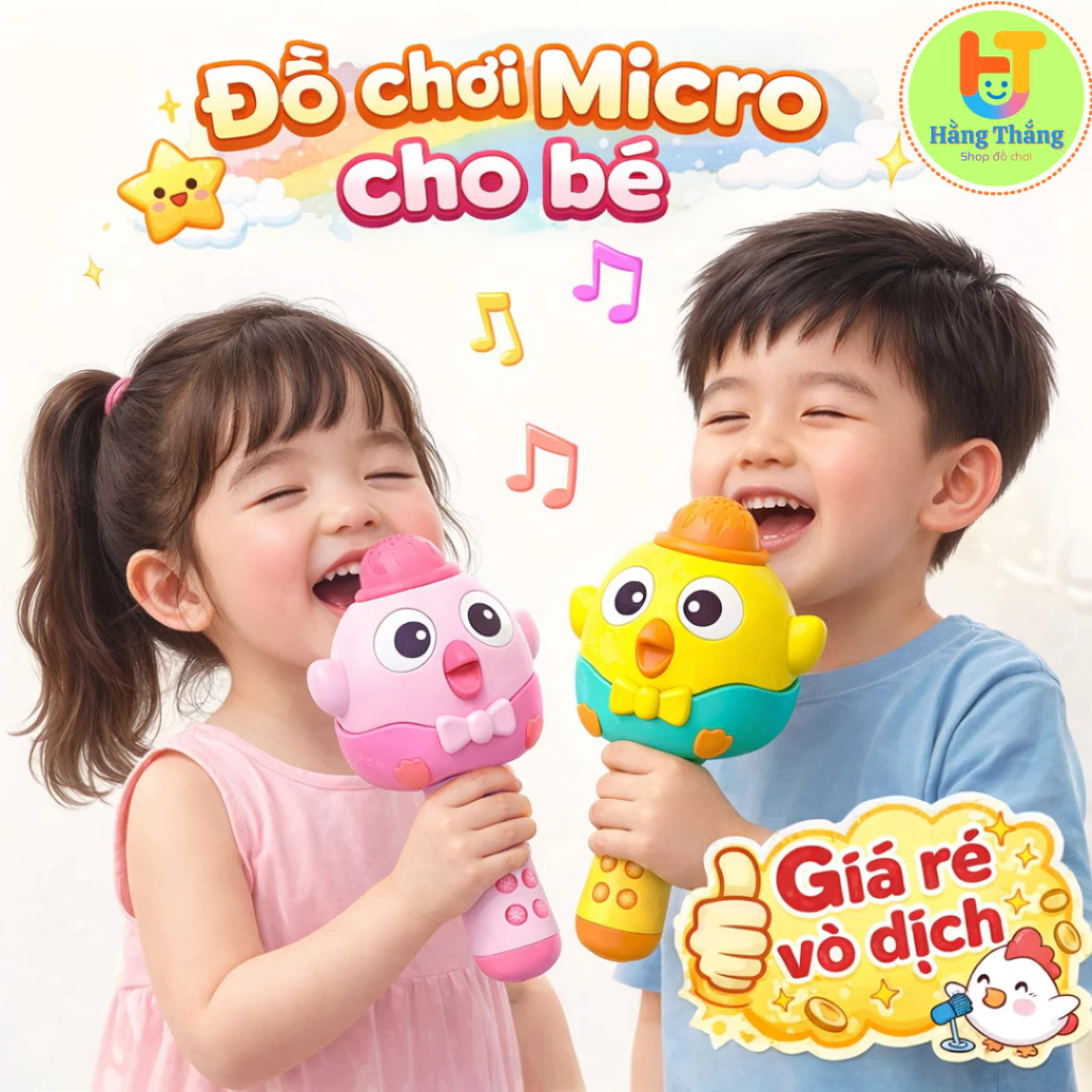 [Giá tại xưởng sx] Micro Cho Trẻ Em Kèm Sạc - 3 Chế Độ Hát, Kể Chuyện & Biến Giọng Siêu Vui