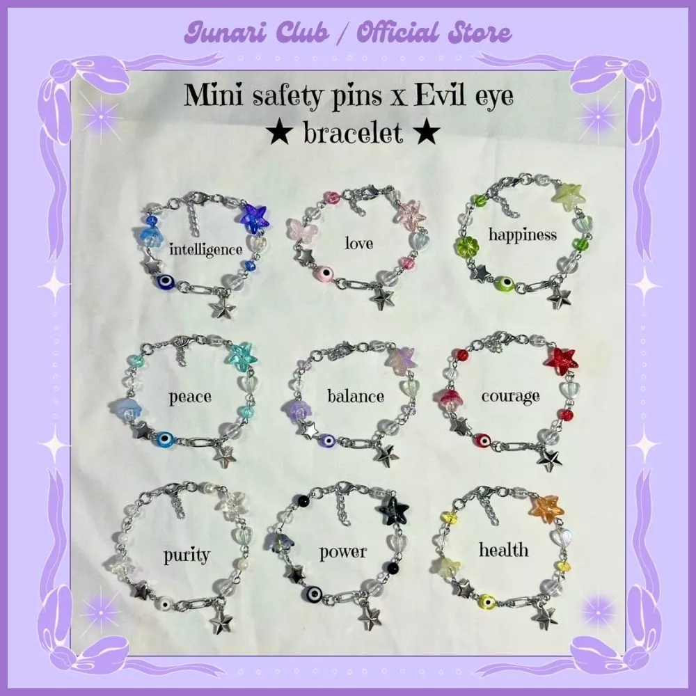 Vòng tay mini safety pins x evil eye - Junari Club