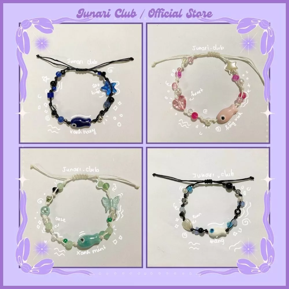 Vòng tay dây rút hình cá mắt quỷ - Vòng tay đôi handmade - Junari Club