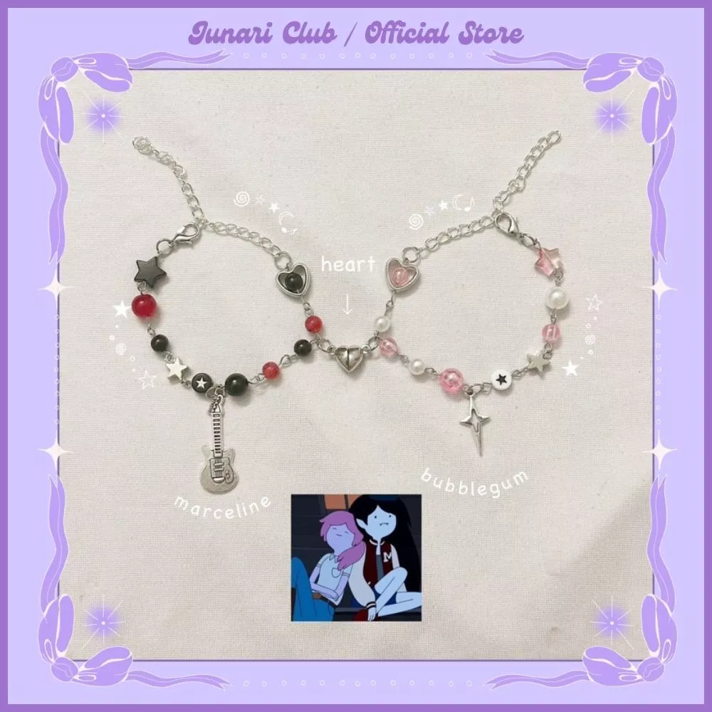 Vòng tay handmade Marceline & Bubblegum couple bracelet - Vòng tay đôi y2k chất liệu thép không gỉ, Junari.club