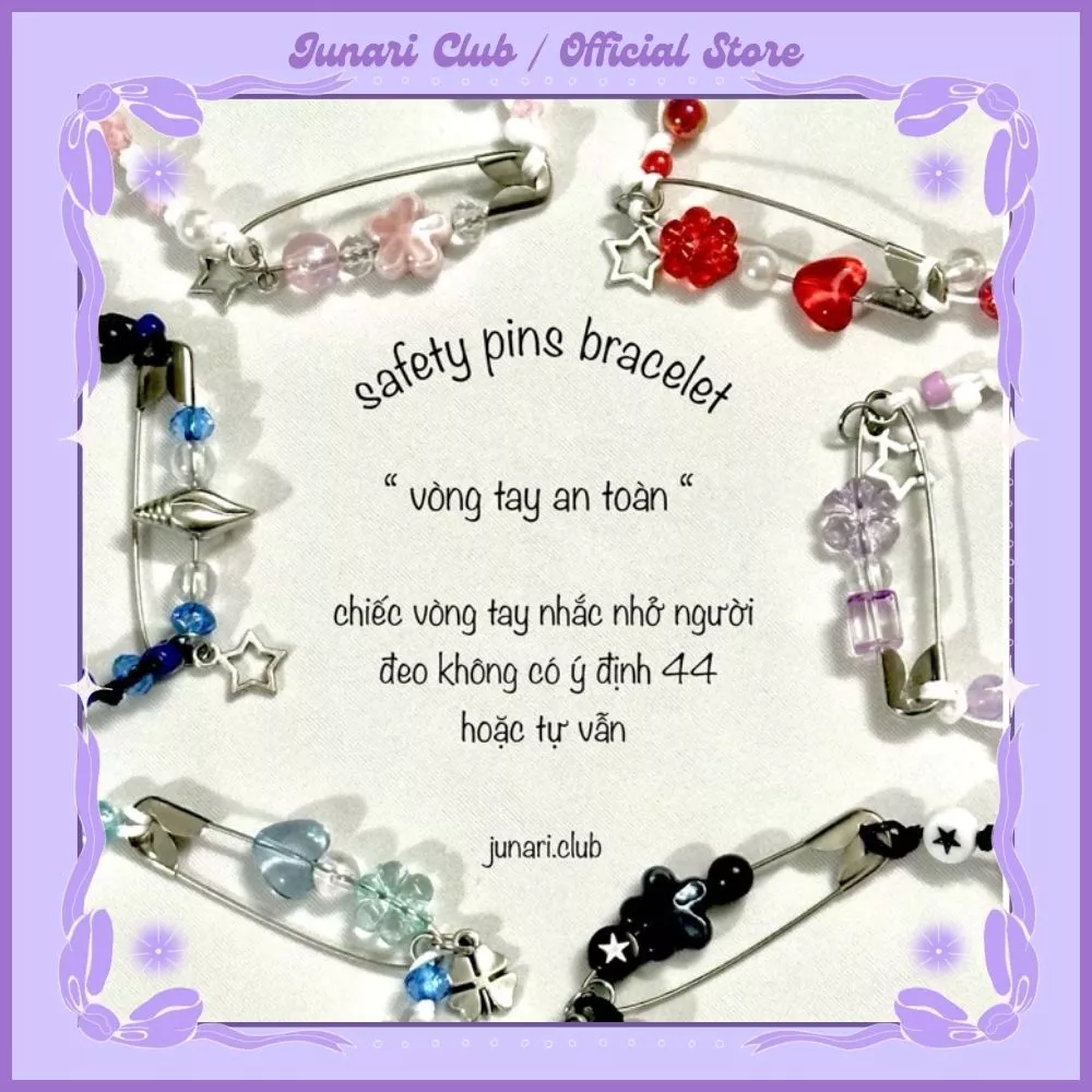 Vòng tay dây rút safety pins / vòng tay an toàn