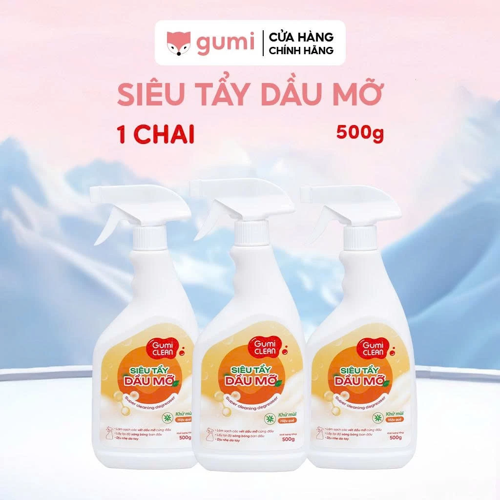 Chai xịt siêu tẩy dầu mỡ Gumi Clean 500ml – Tẩy sạch nhà bếp, không hại da tay