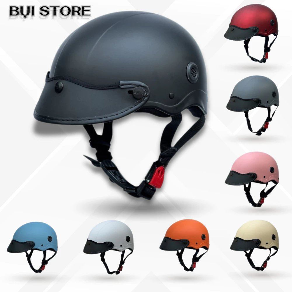 Mũ bảo hiểm nửa đầu SRT cao cấp, thời trang trẻ trung, có lỗ thông gió, lưỡi trai, Freesize(55-59cm)