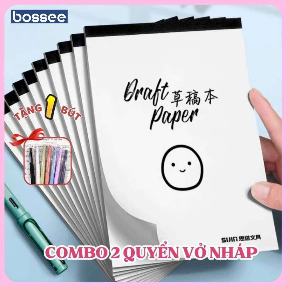 [ Tặng bút gel ] Set 2 Quyển Vở Nháp 200 Trang Bìa Kraft,Sổ Tay Ghi Chép, Vở Ghi Chú,Giấy Mềm Mịn,Độ Dày Cao,Lật Dễ Dàng