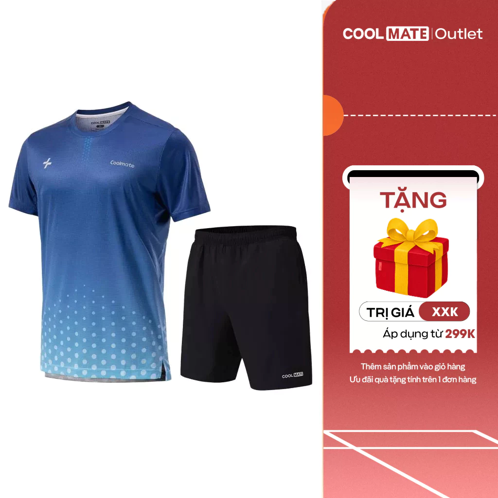 [Tặng 1 đôi tất đơn 289k] Set Đồ Thể Thao Nam Coolmate Chạy Bộ Thể Thao Áo Thun Graphic Dot và Quần Short 7inch