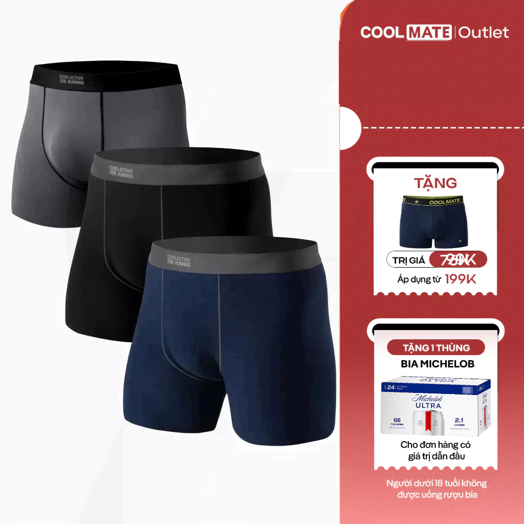 [Coolmáte Ngày Hè] Combo 3 Quần Lót Nam Coolmate chạy bộ Fast & Free Siêu Nhẹ, Thấm Hút Tốt