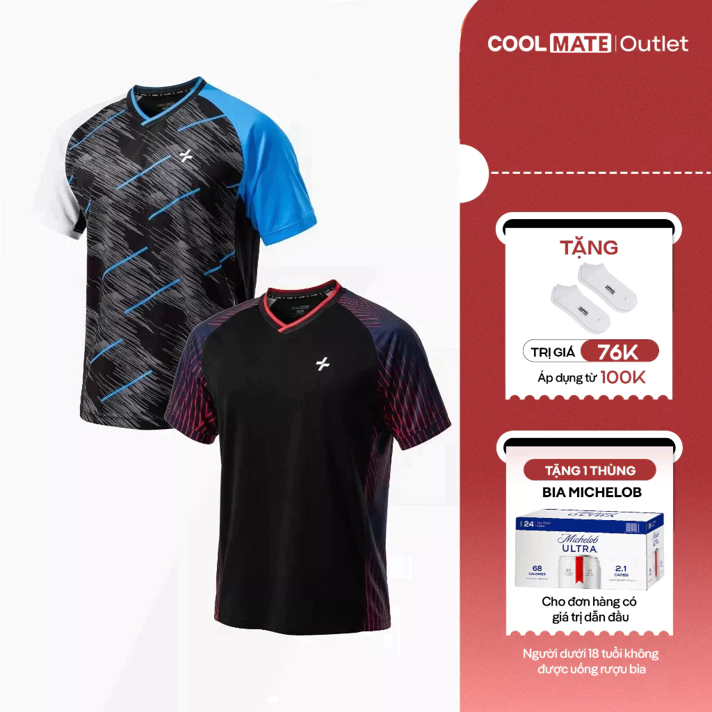 [Tặng combo 2 đôi tất] Combo 2 Áo Thun Nam Thể Thao Cầu Lông Racquet Sport Graphic Thoáng Khí -Coolmate