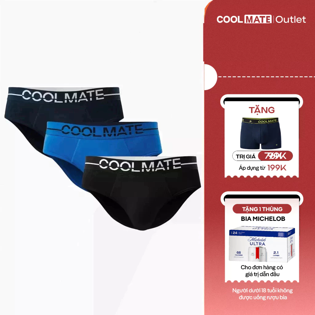 [Coolmáte Ngày Hè] Combo 3 Quần lót Nam Coolmate Brief Ex-Comfort Modern Bamboo Kháng Khuẩn, Co Giãn, Mềm Mịn