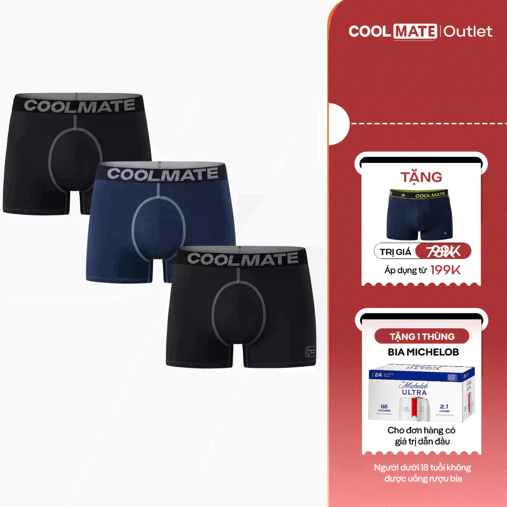 [Coolmáte Ngày Hè] Combo 3 Quần Lót Nam Coolmate Trunk Ergofit phù hợp tập thể thao, mặc hàng ngày