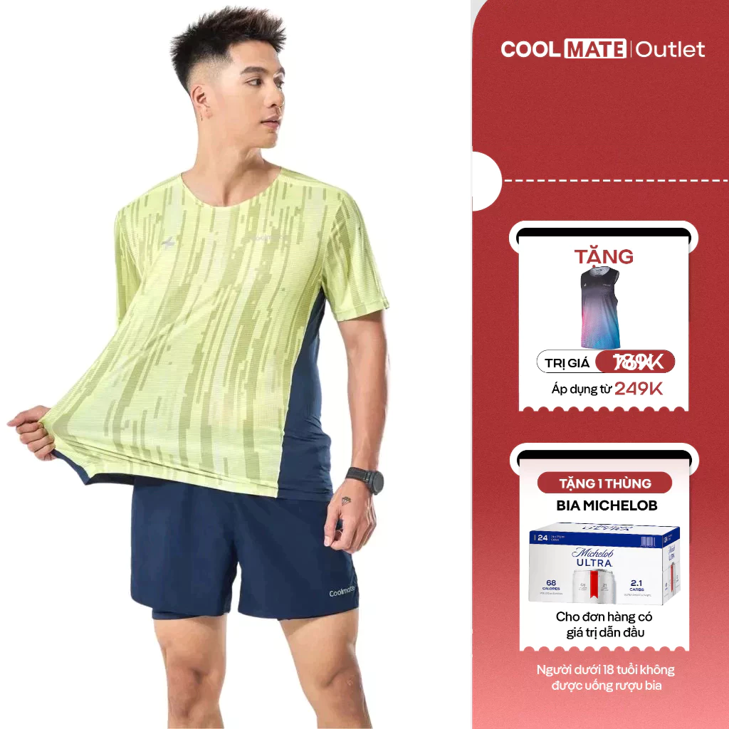 [Tặng 1 áo đơn từ 249k] Áo thun nam Coolmate chạy bộ Advanced Vent Tech Graphic Pixel